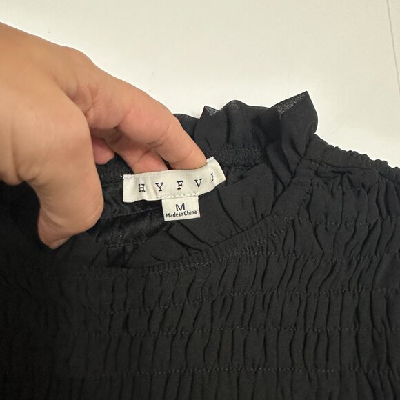 HFYVE Ruffled Smocked Mini Dress - Simons - Size MED  BLACK - Picture 6 of 8